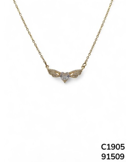 C1905 Cadena con colgante de corazón y alas