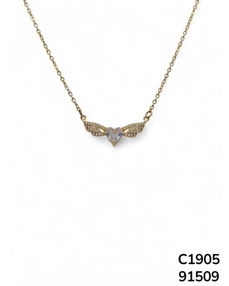 C1905 Cadena con colgante de corazón y alas