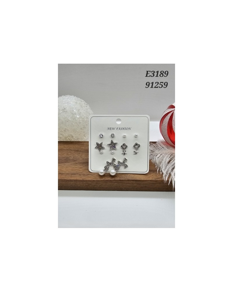 E3189 – Set de Aretes de Lazos y Estrellas – Toque Glamuroso y Sofisticado