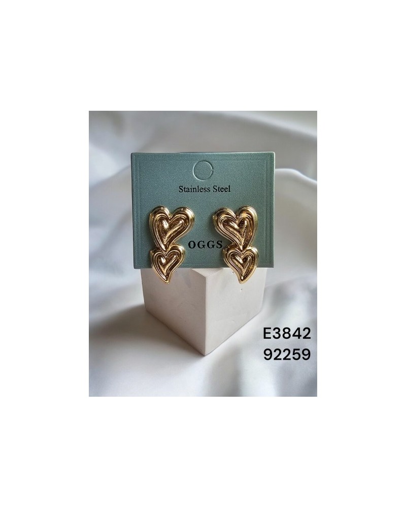 E3842 – Aretes de Doble Corazón – Románticos y Modernos