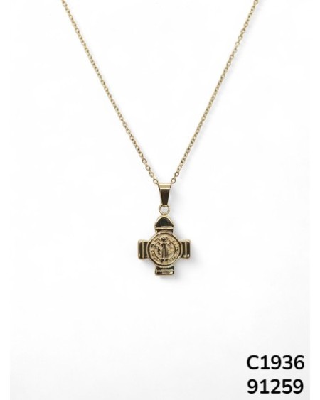 C1936 Cadena de Cruz con imagen de San Benito.