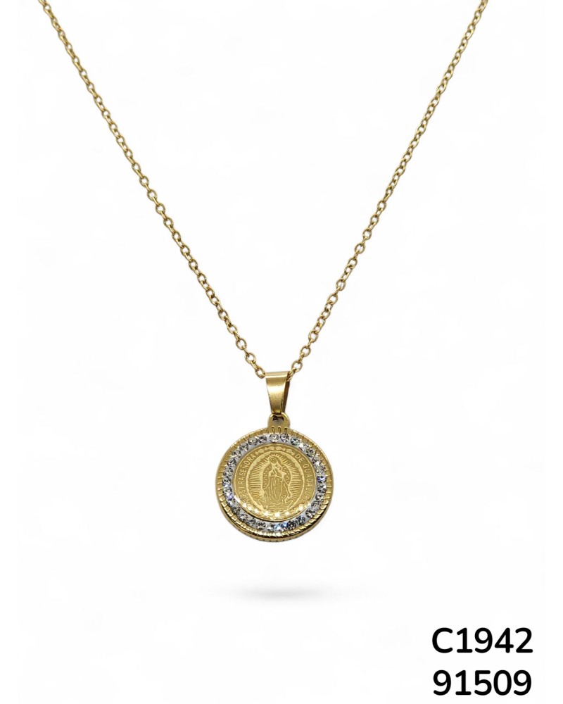 C1942 Cadena con Dijes de la Virgen de Guadalupe