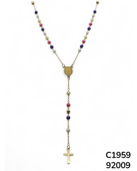 C1959 Rosario de la Virgen de Guadalupe con perlas coloridas