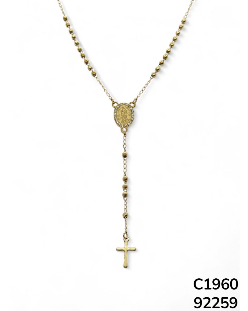 C1960 Rosario de la Virgen de Guadalupe con cuentas de acero Inoxidable