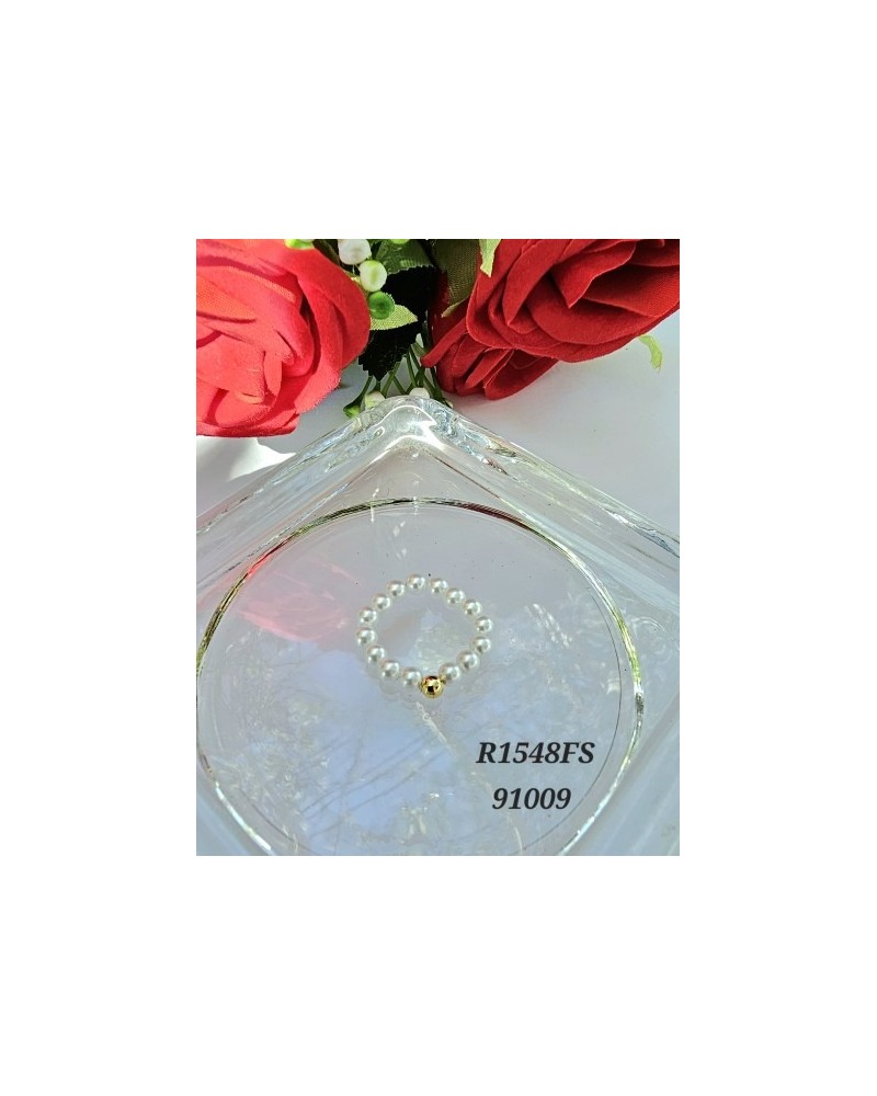 R1548FS: Anillo con Perla y Acento Dorado | Diseño Clásico y Refinado R1548FS: Anillo con Perla y Acento Dorado | Diseño Clásico y Refinado