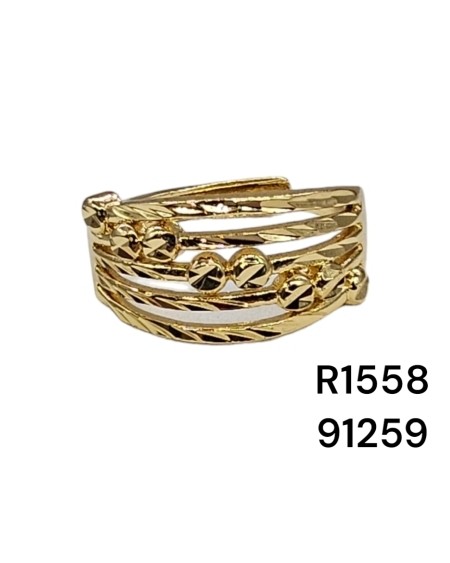 R1558: Anillo de Múltiples Hilos con Cuentas | Elegancia y Textura Única