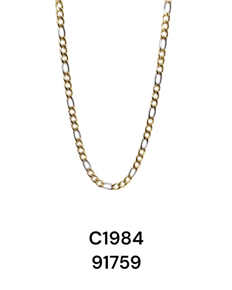 C1984 Cadena en Acero Inoxidable Tejido mixto Dorado y Plateado