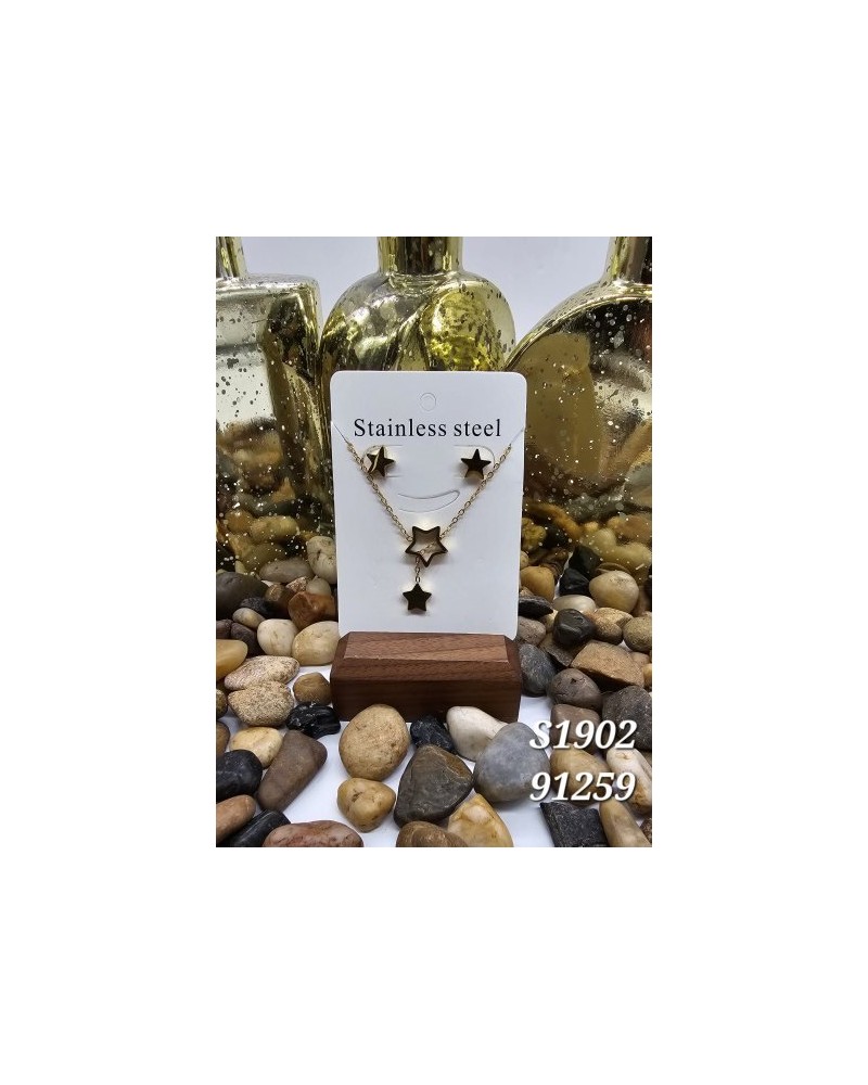 S1902: ⭐ Collar con Estrella Dorada y Aretes | Joyería Celestial S1902: ⭐ Collar con Estrella Dorada y Aretes | Joyería Celestial