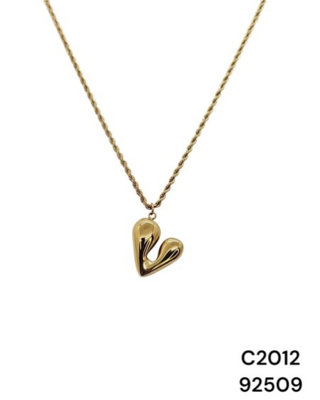 C2012 Cadena cordón dorado con dije de corazón
