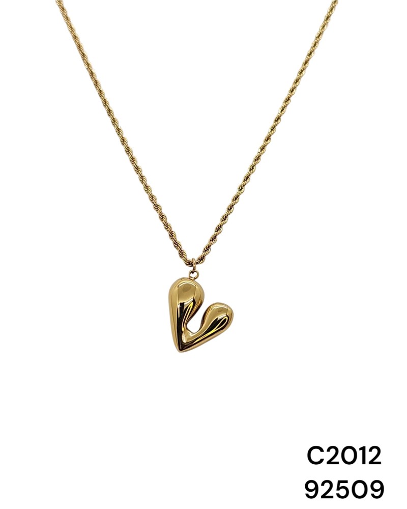 C2012 Cadena cordón dorado con dije de corazón