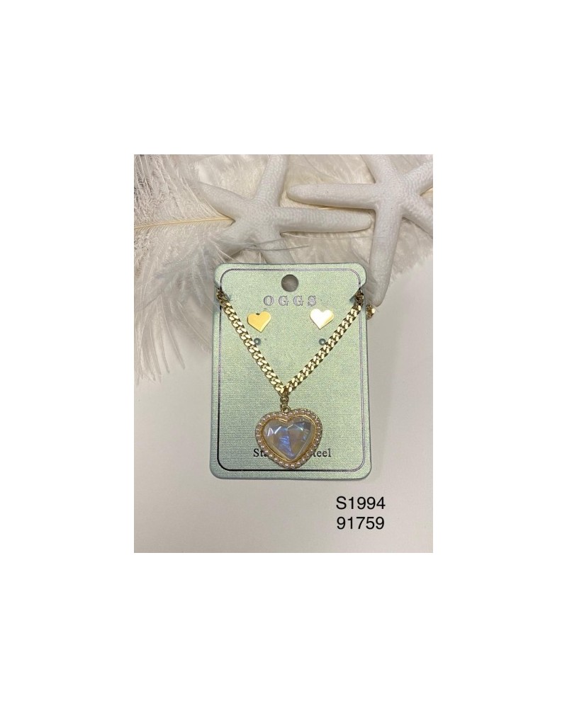 S1994: Collar con Corazón y Perlas - Joyería Refinada y Delicada