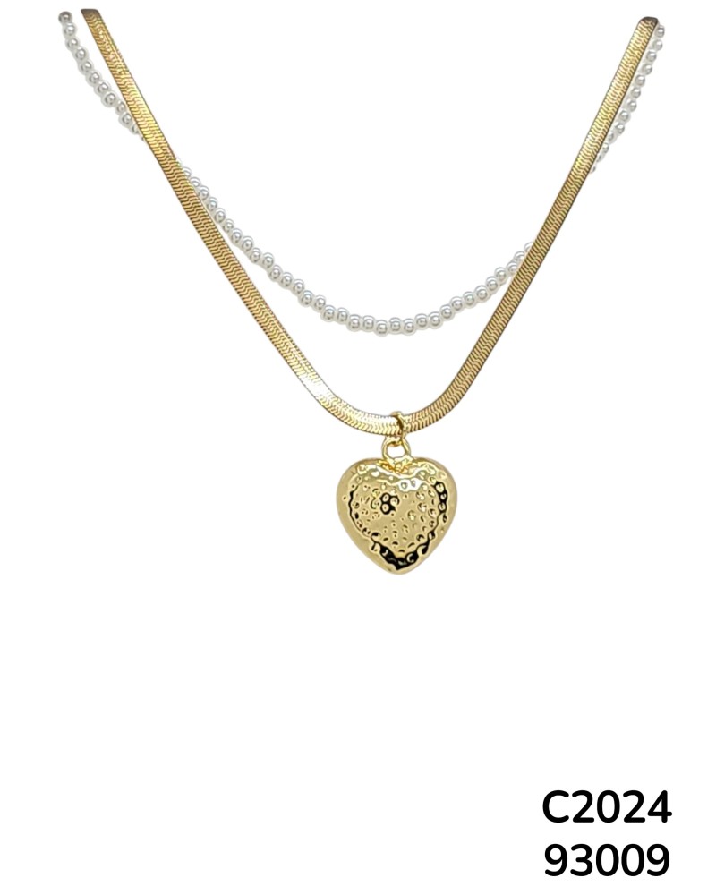 C2015 Cadena doble con cadena de tejido plano dorada