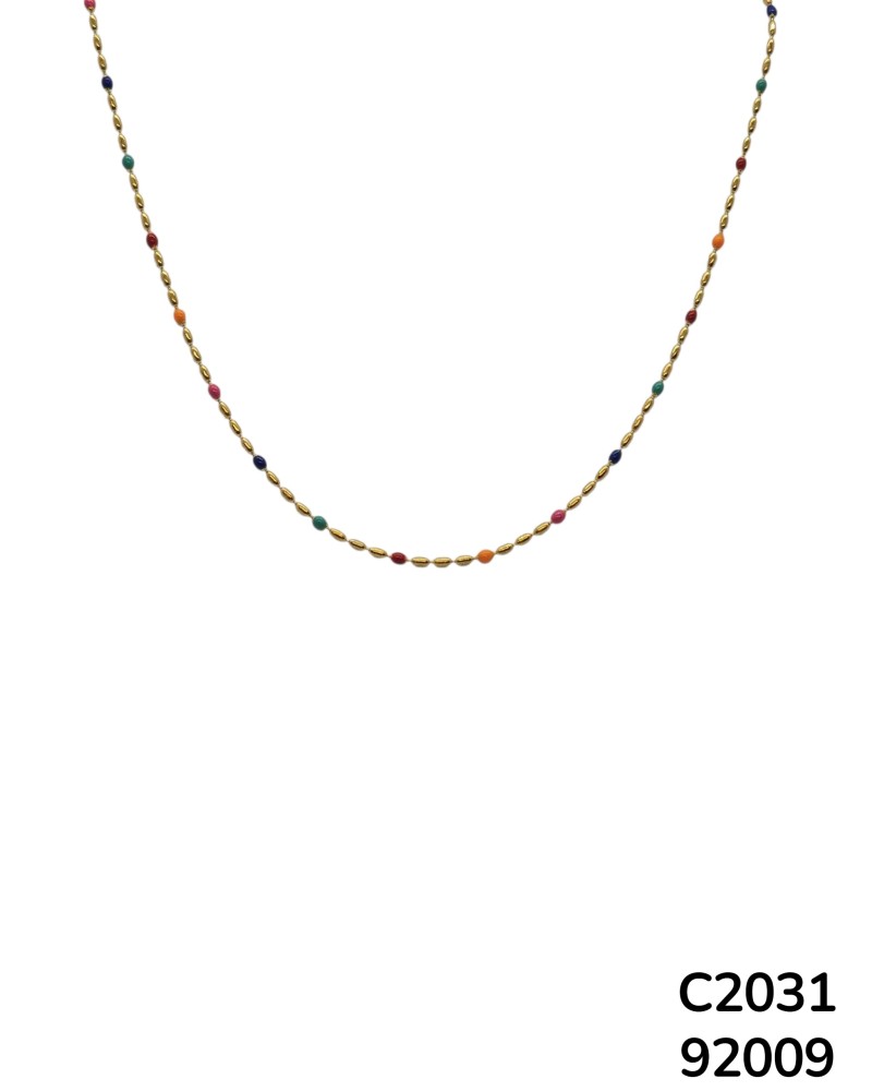 C2031 Cadena dorada con bolitas de diferentescolores