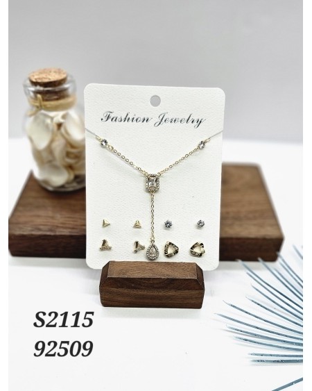 S2115: Collar Geométrico con Aretes | Joyería Contemporánea