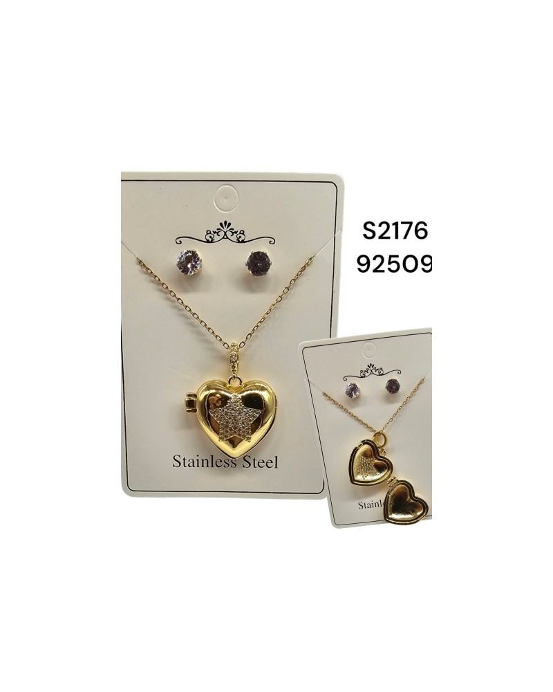 S2176: Collar con Relicario de Corazón y Estrella | Estilo Sentimental S2176: Collar con Relicario de Corazón y Estrella | Estilo Sentimental