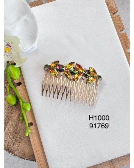 H1000 Peineta con Cristales Arcoíris