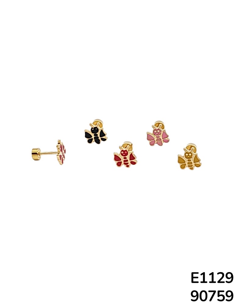 E1129 Aretes de Mariposa Coloridos para Niñas
