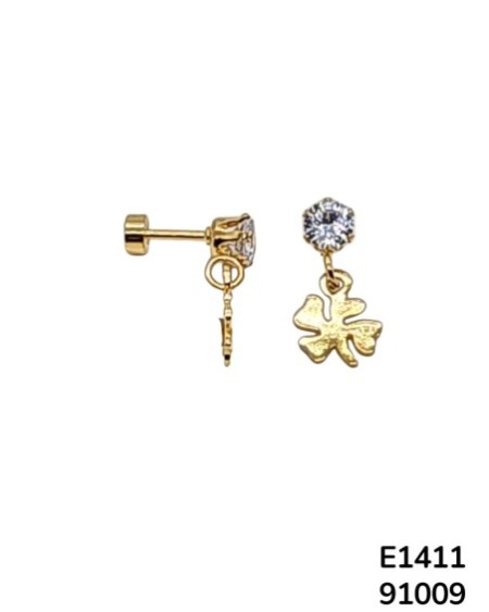 E1411 Aretes Colgantes de Trébol de Cuatro Hojas