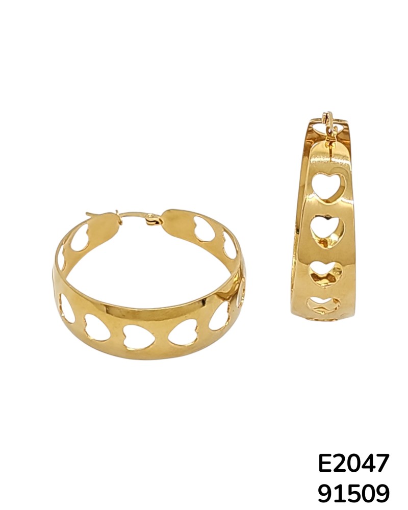 E2047 Aretes de Aro con Recorte de Corazón