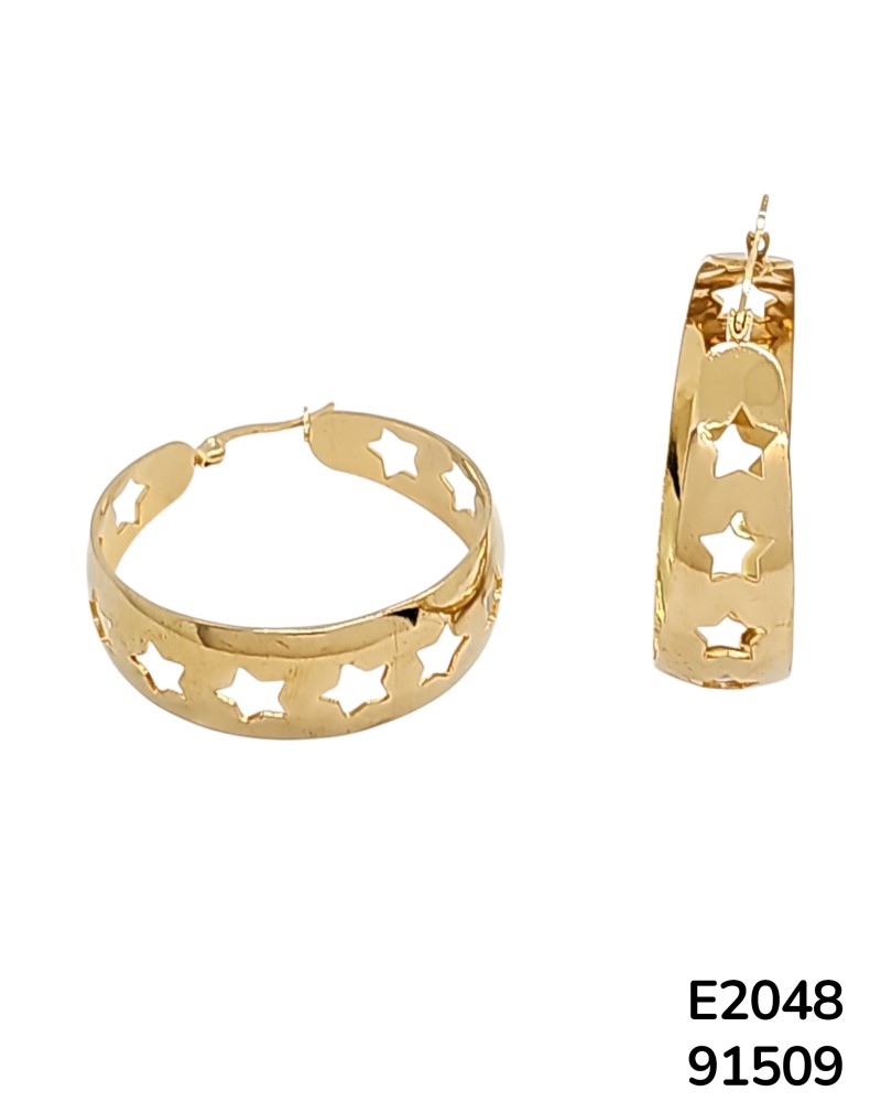 E2048 Aretes de Aro con Recorte de Estrella