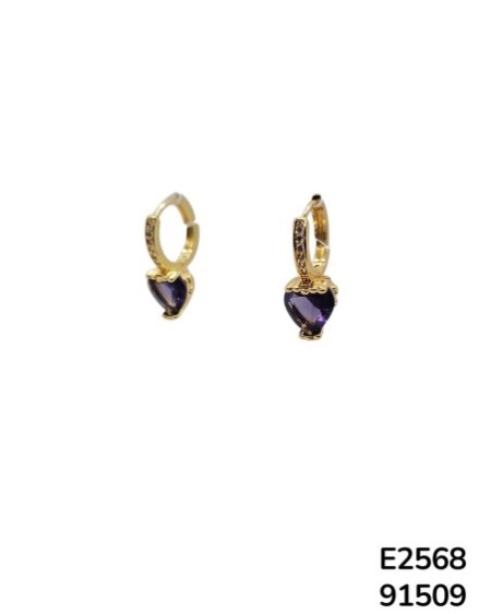 E2568 - Aretes de corazón morado