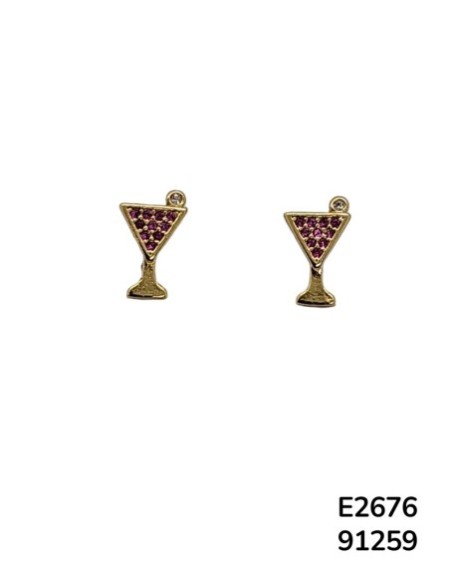 E2676 - Aretes de Copa de Cóctel Tipo Stud