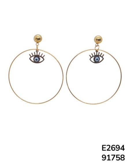 E2694 - Aretes de Aro con Diseño de Ojo