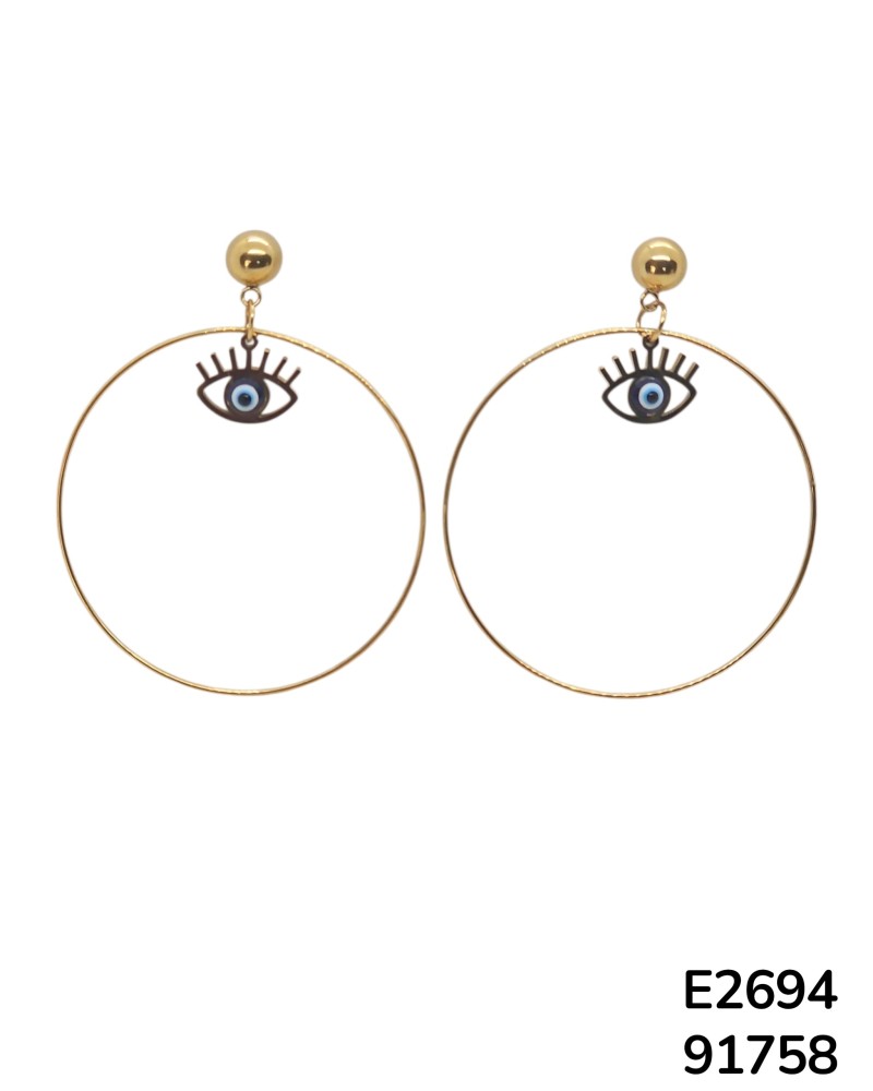 E2694 - Aretes de Aro con Diseño de Ojo