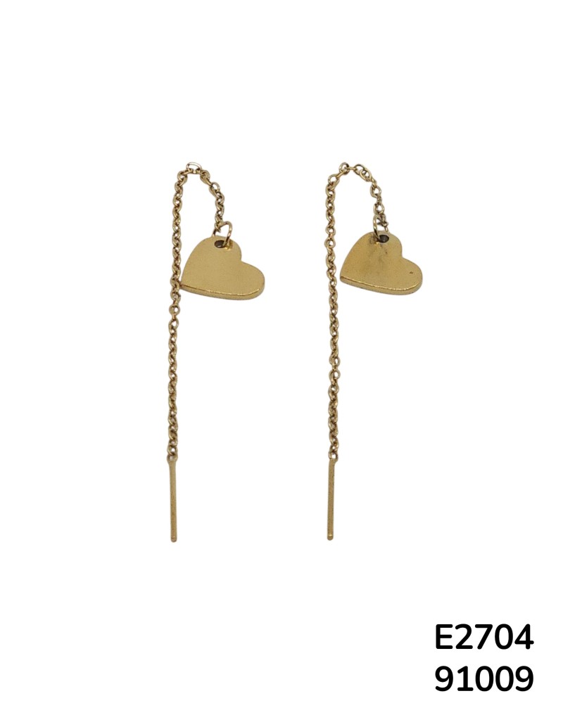 E2704 -  Aretes violadors con dije de Corazón Colgante