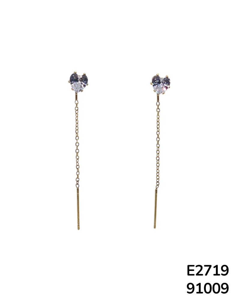 E2718 - Aretes violadores en Forma de Corazón de piedra transparente