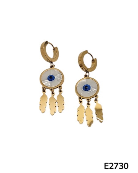E2730 - Aretes de Pluma y Ojo
