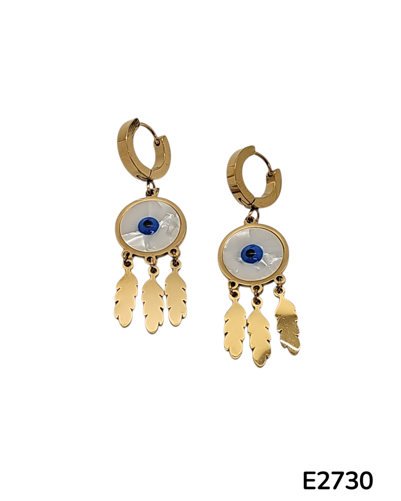 E2730 - Aretes de Pluma y Ojo