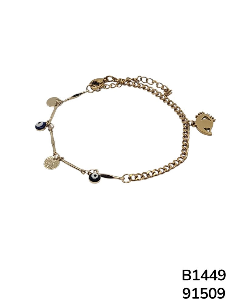 B1449 Pulsera Colorida con Dijes de Ojo Turco y Colgante de Ojo