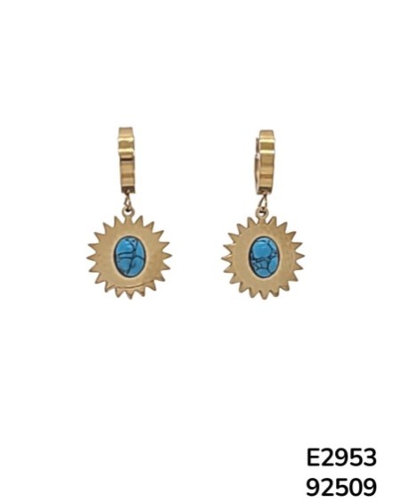 E2953 -Aretes de sol radiante con piedra turquesa