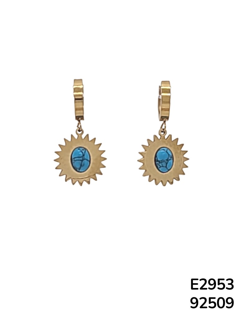 E2953 -Aretes de sol radiante con piedra turquesa