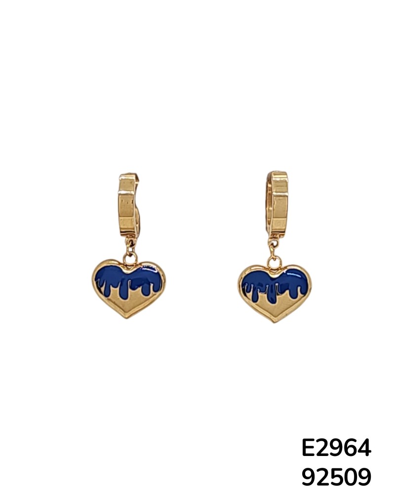 E2964 - Aretes de Corazón con Esmalte Goteado