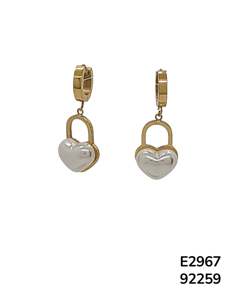 E2967 - Aretes de Candado en Forma de Corazón