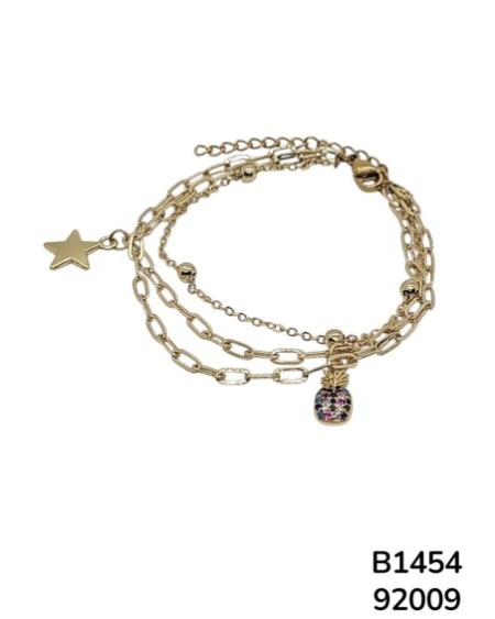 B1454 Pulsera con Dijes de Piña y Estrella