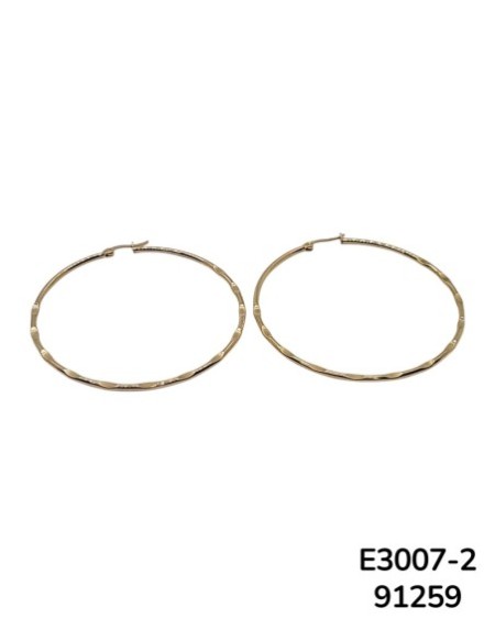 E3007-2: Aros grandes texturizados en dorado brillante