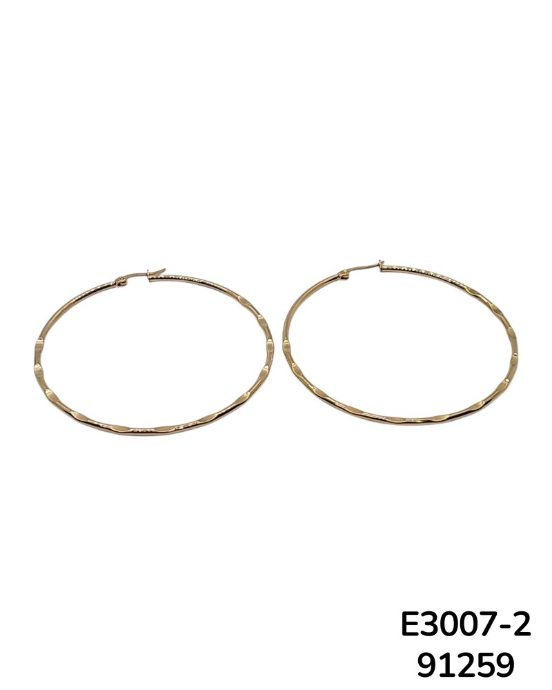 E3007-2: Aros grandes texturizados en dorado brillante