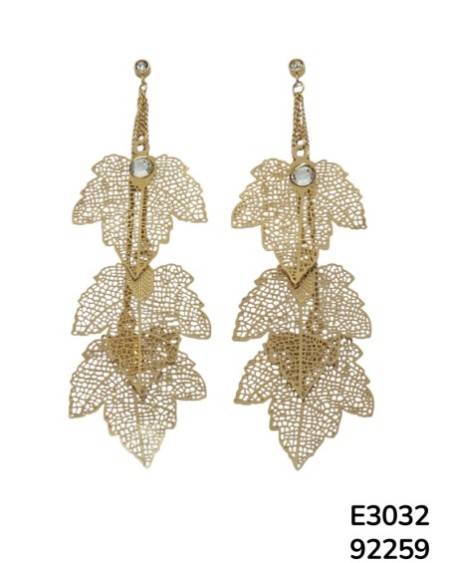 E3032: Aretes de filigrana con hojas y cristales