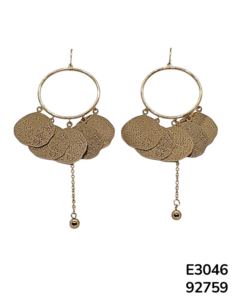 E3046 Aretes de aro con hojas de filigrana