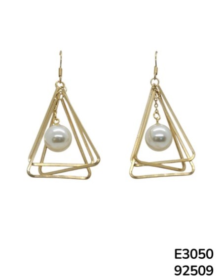 E3050 Aretes geométricos con perla colgante