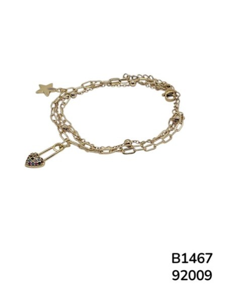 B1467 Pulsera de Imperdible con Corazón