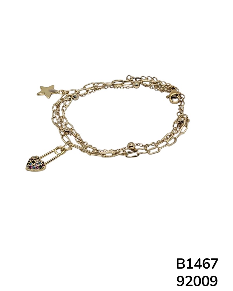 B1467 Pulsera de Imperdible con Corazón