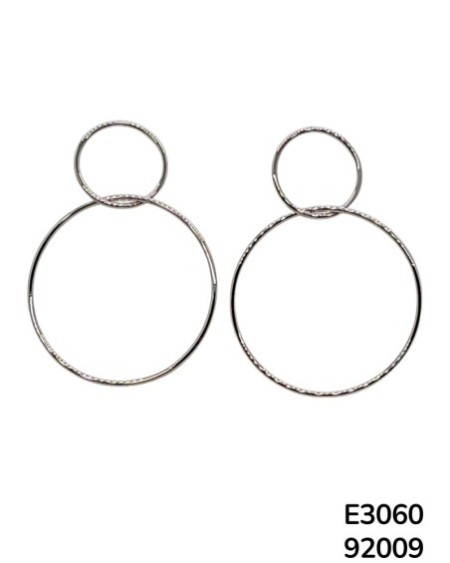E3060 Aretes de doble aro plateado