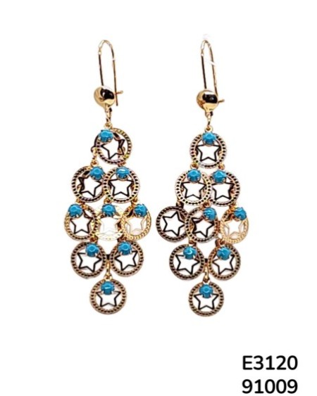 E3120 Aretes de estrellas y piedra azúl turqueza