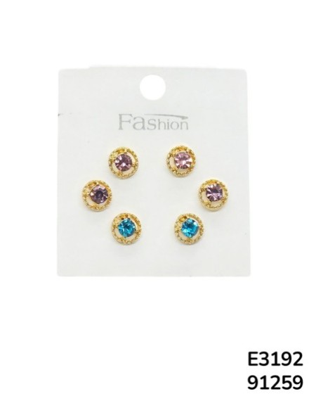 E3192 Set de aretes tipo stud de elegancia con cristales