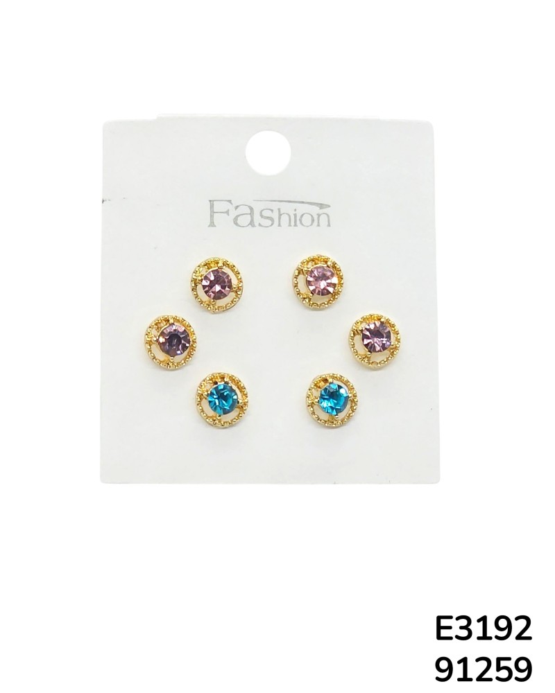 E3192 Set de aretes tipo stud de elegancia con cristales