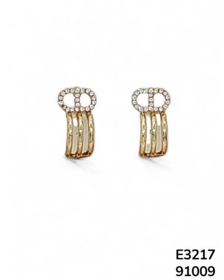 E3217 Aretes  triple de semi aro elegantes